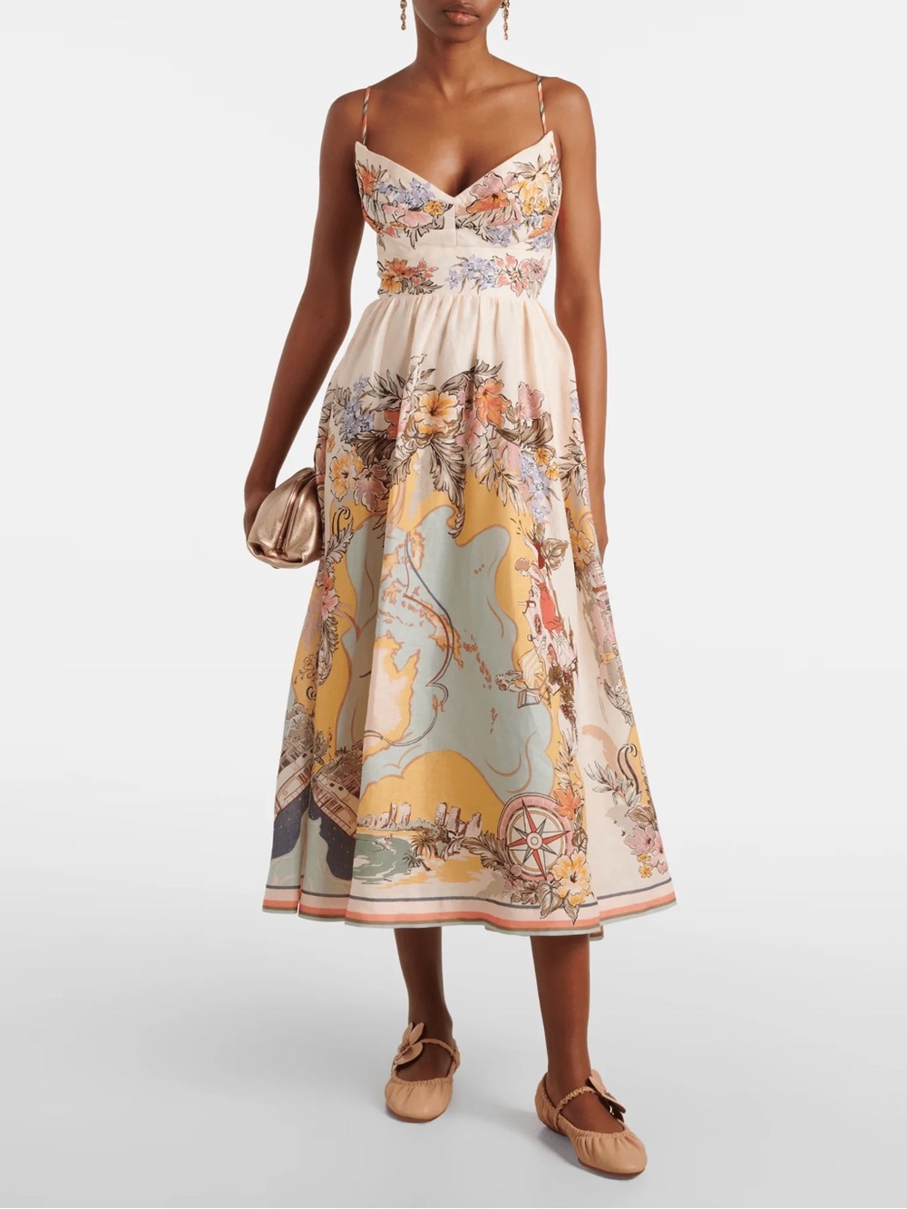 Zimmermann Tallow Tucked Bodice Dress in Nautical Map